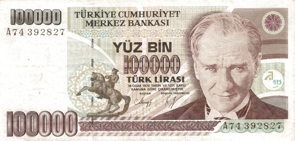 100.000 Türk Lirası TUR Banknote (Inflation Era) 1970