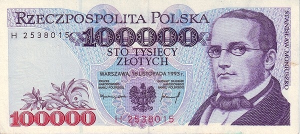 100.000 Złotych POL Banknote (PRL Period (People’s Republic of Poland)) 1993