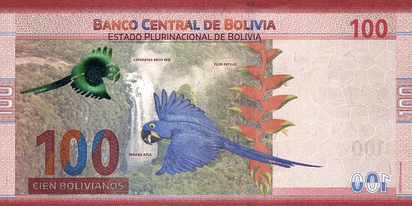 100 Bolivian Bolivianos Banknote (National Mint Of Bolivia) (reverse)