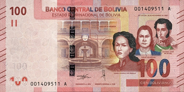 100 Bolivian Bolivianos Banknote (National Mint Of Bolivia)