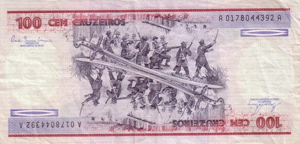 100 Brazilian Cruzeiros Banknote (Duque De Caxias) (reverse)
