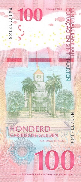 100 Caribbean Guilder Banknote (Spotlight Parrot Fish) (reverse)