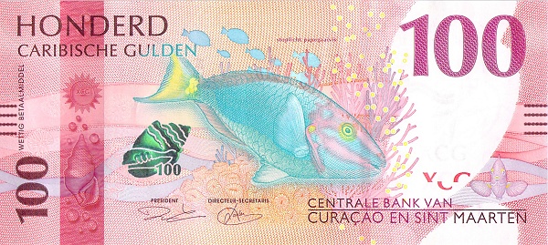 100 Caribbean Guilder Banknote (Spotlight Parrot Fish)