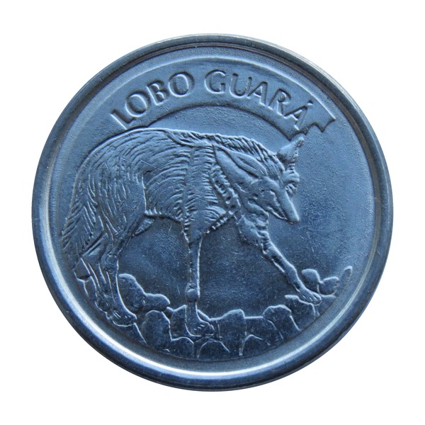 100 Cruzeiros Reais coin (Maned Wolf) (reverse)