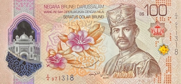 100 Dolar Brunei / Brunei Dollars BRN Banknote (2024 Polymer & Modern Issues) 2024