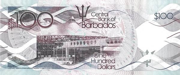 100 Dollars BRB Banknote (2016+ Polymer / Modern Issue) 2013-2018 (reverse)