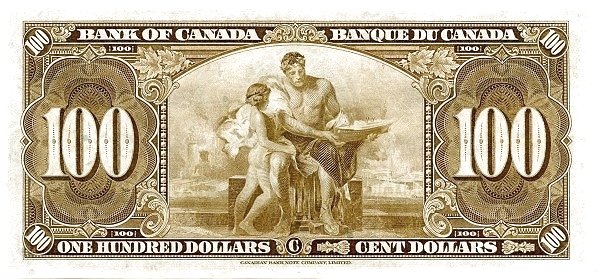 100 Dollars CAN Banknote (1937 Issue) 1937 (reverse)