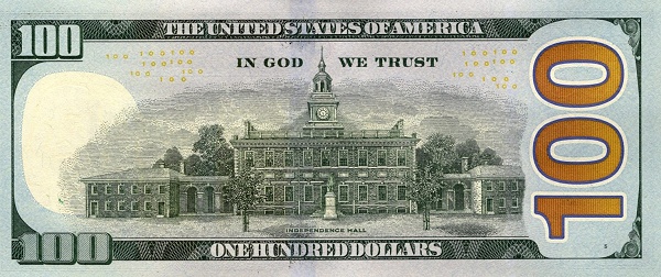 100 Dollars USA Banknote (Standard Issue) 2021 (reverse)