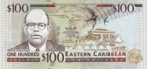 100 Dollars XCD Banknote (1998 'Gold Foil Device' Issue) 1998