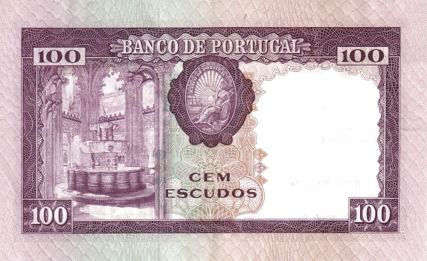 100 Escudos POR Banknote (Mid-20th Century Escudo Notes) 1961 (reverse)