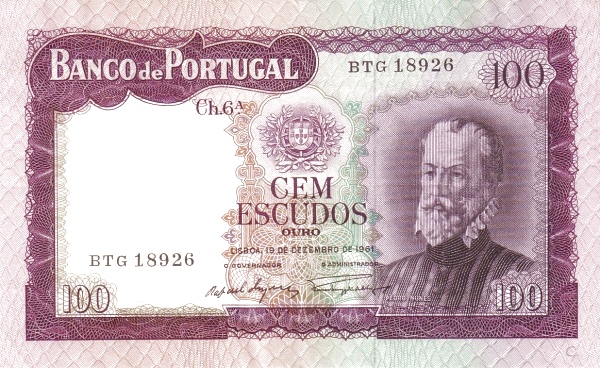 100 Escudos POR Banknote (Mid-20th Century Escudo Notes) 1961