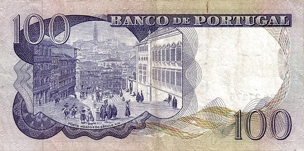 100 Escudos POR Banknote (Mid-20th Century Escudo Notes) 1965 (reverse)