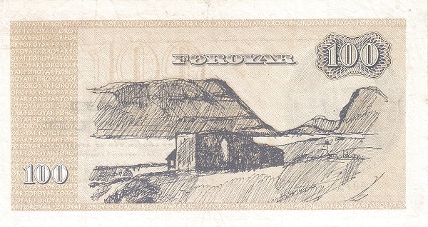 100 Faroese Kronur Banknote (1949 Red) (reverse)