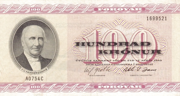 100 Faroese Kronur Banknote (1949 Red)