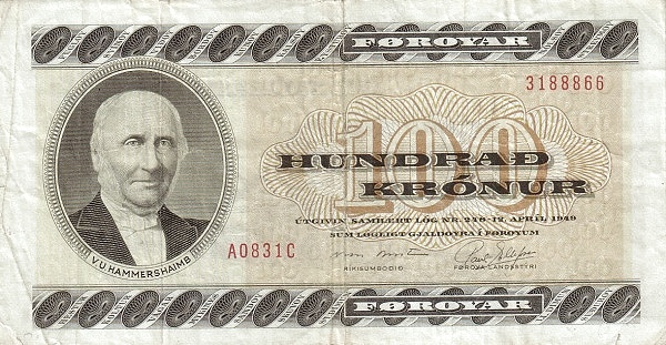 100 Faroese Kronur Banknote (Vu Hammershaimb)