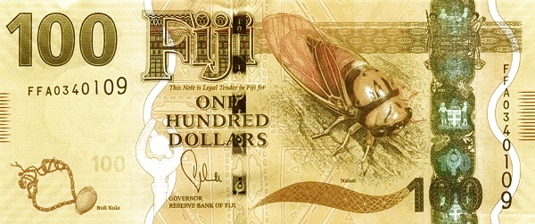 100 Fiji Dollar Banknote (Fiji Cicada)