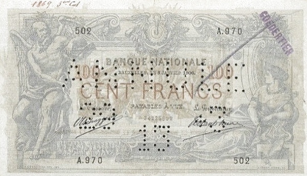 100 Francs BEF Banknote (Pre-World War I Issue) 1905-1906