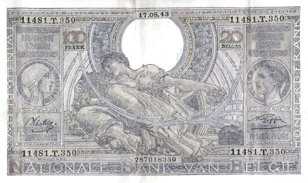 100 Frank / Francs BEF Banknote (Interwar Period Issue) 1942