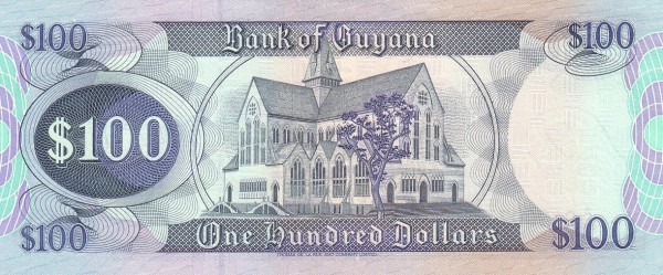 100 Guyanese Dollar Banknote (St Georges Cathedral) (reverse)