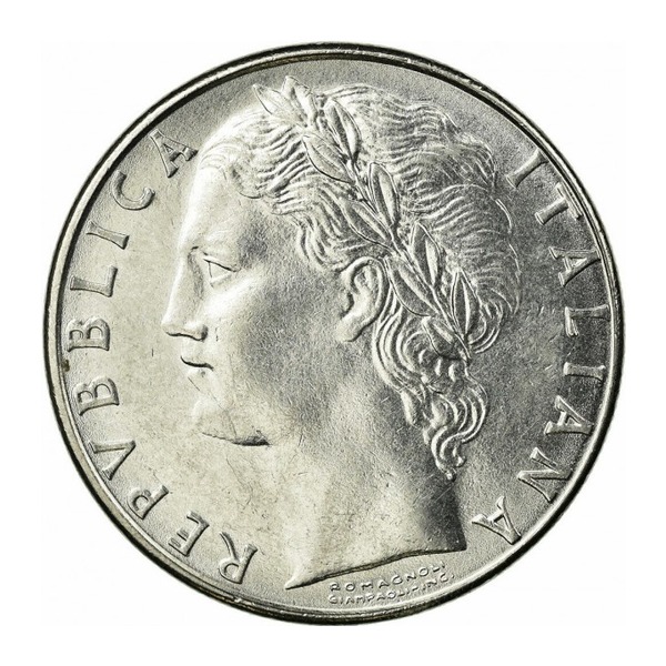 100 Italian Lire coin (Minerva large type)