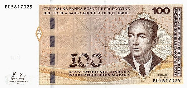 100 Konvertibilnih Maraka BAM Banknote (2012–2024 Croatian & Serbian Issues) 2012-2024