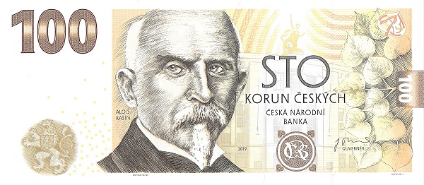 100 Korun Českých CZK Banknote (2019-2026 Commemorative Issue (Creation of Czech Koruna)) 2019