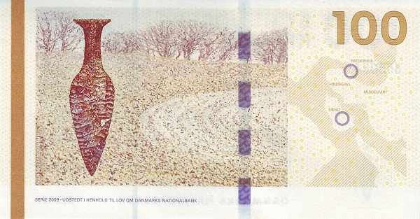 100 Kroner DNK Banknote (Modern Nationalbank Issue) 2009-2015 (reverse)