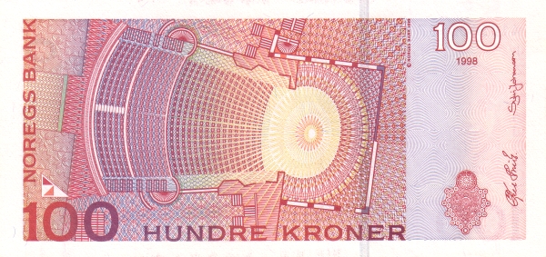 100 Kroner NOR Banknote (Early Krone System (Pre-WWII)) 1995-1999 (reverse)