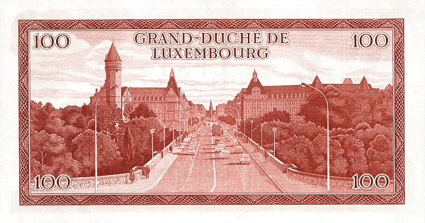100 Luxembourg Francs Banknote (1970) (reverse)