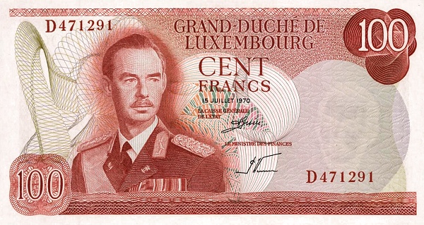100 Luxembourg Francs Banknote (1970)