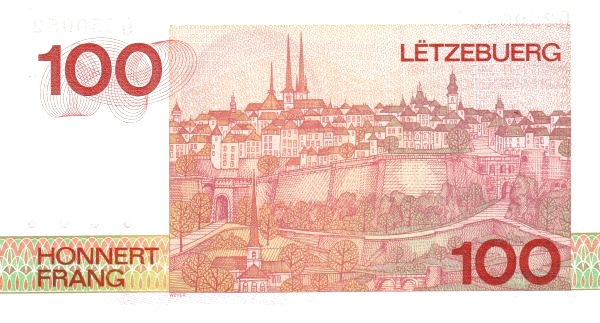 100 Luxembourgish Francs Banknote (reverse)