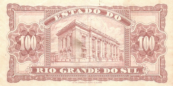 100 Mil Reis BRA Banknote (Brazil Banknote Issue) 1934 (reverse)