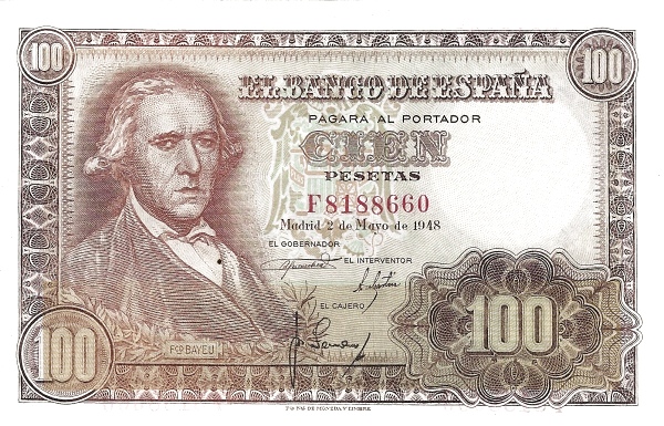 100 Pesetas ESP Banknote (Banco de España (Madrid Issue)) 1948