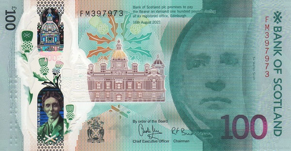 100 Pounds Sterling GBR Banknote (Bank of Scotland Issue) 2021