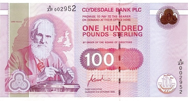 100 Pounds Sterling GBR Banknote (Clydesdale Bank Issue) 1996