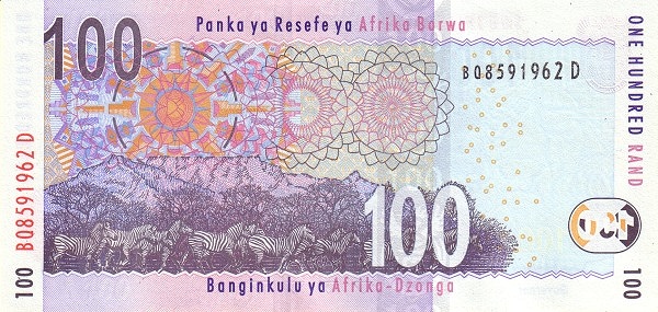 100 South African Rand Banknote (Buffalo Type 2005) (reverse)