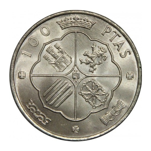 100 Spanish Pesetas coin (reverse)