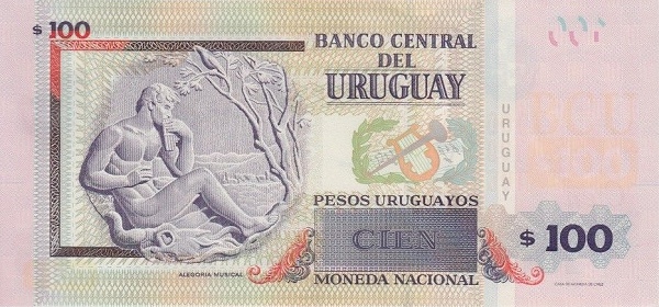 100 Uruguayan Peso Banknote (Eduardo Fabini) (reverse)
