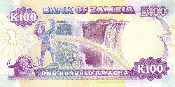100 Zambian Kwacha Banknote (President Kenneth Kaunda) (reverse)