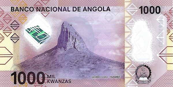 1000 Angolan Kwanza Banknote (Luvili Peak) (reverse)