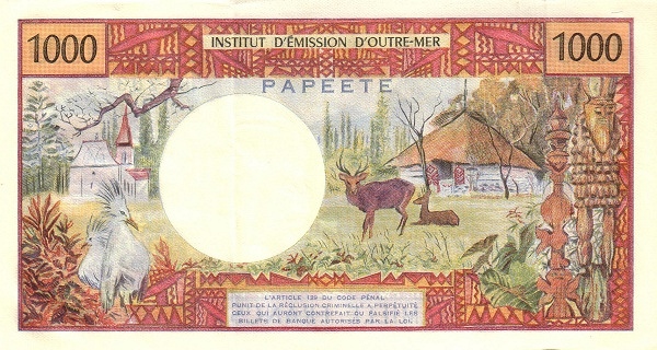 1000 Cfp Francs Banknote (Polynesian Girl) (reverse)