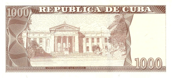 1000 Cuban Pesos Banknote (Julio Antonio Mella) (reverse)