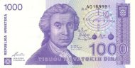 1000 Dinara Banknote (Republic Of Croatia)