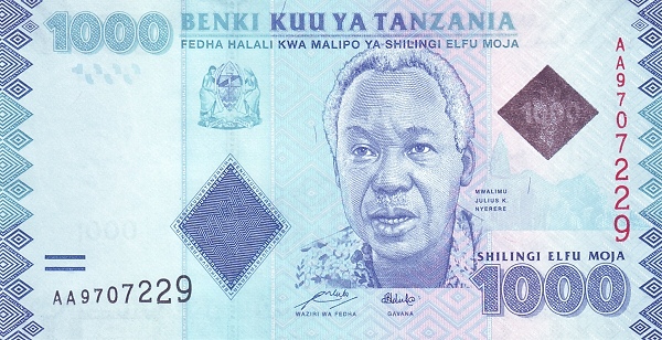 1000 Tanzanian Shillings Banknote (Mwalimu Julius K Nyerere)