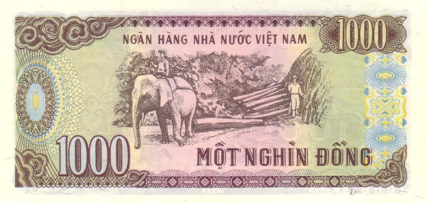 1000 Vietnamese Dong Banknote (Type 1988) (reverse)