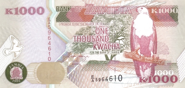 1000 Zambian Kwacha Banknote (Paper)