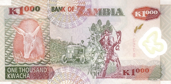 1000 Zambian Kwacha Banknote (Polymer) (reverse)