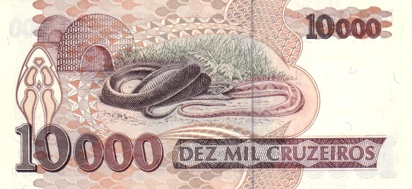 10000 Brazilian Cruzeiros Banknote (Vital Brazil) (reverse)
