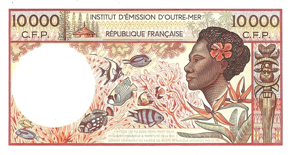 10000 Cfp Francs Banknote (Tahitian Girl) (reverse)