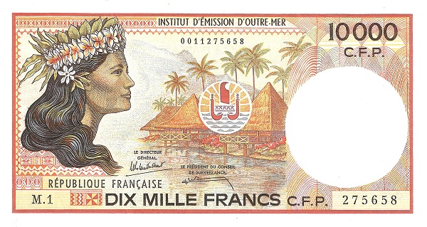 10000 Cfp Francs Banknote (Tahitian Girl)